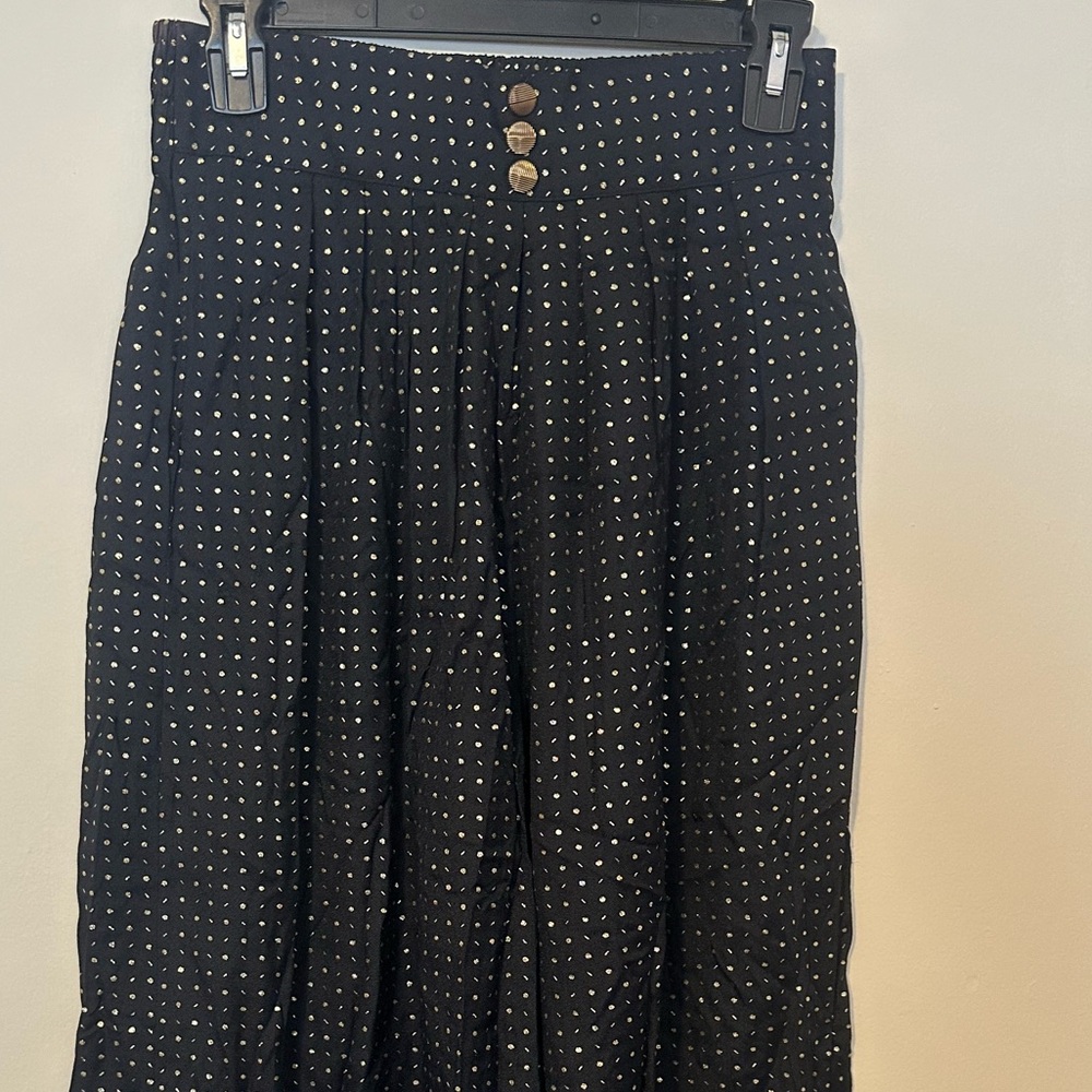 Vintage whimsigoth, fairy core, Anna G Black and Gold Polka Dot Gauchos